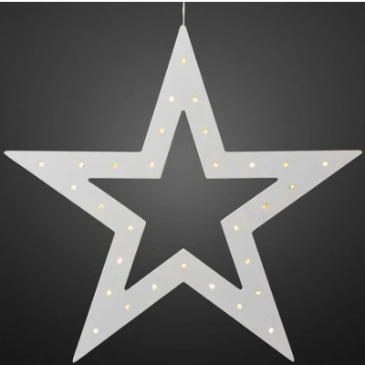Abbildung von Hellum LED Stern mit timer, Holzstern weiß, 30 warm weiße LED, Ø 35cm, batteriebetrieben (3xAA, nicht inkl.!), Deko Fenster, Wintergarten, Wohnzimmer, Schlafzimmer, Weihnachten, Winter 521450