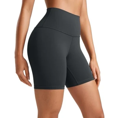 Abbildung von CRZ Yoga Womens Kurze Sporthose Laufshorts Sommer Radlerhose High Waist Fitness Shorts ButterLuxe 15cm Melanit 42