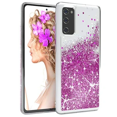 Abbildung von EAZY CASE Hülle kompatibel mit Samsung Galaxy S20 FE / 5G Schutzhülle Flüssig Glitzer, Handyhülle, Schutzhülle, Back Cover Glitter Flüssigkeit, TPU/Silikon, Durchsichtig, Lila