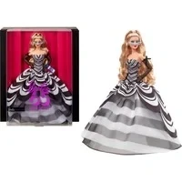 Abbildung von Barbie Anziehpuppe Signature, Sammlerpuppe zum 65. Jubiläum mit blonden Haaren, und schwarz weißer Robe