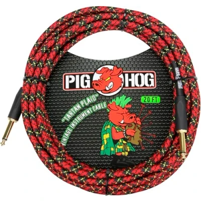 Abbildung von Pig Hog Vintage Serie Instrumentenkabel, Tartan Plaid, 6m/20ft, 6.35 (1/4) auf (1/4), Hochwertige Qualität, Gewebt