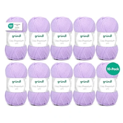 Abbildung von Gründl Wolle Lisa Premium Uni im 10x50g Wollpaket zum Handarbeiten Häkelwolle, (Wolle Stricken, Häkeln, Handarbeiten, Handstrickgarn), weich und pflegeleicht, ohne Schurwolle