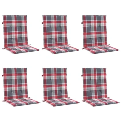 Abbildung von vidaXL Gartenstuhlauflagen 6 STK., Niedriglehner Auflagen für Gartenstühle, Stuhlauflage Stuhlkissen Outdoor, Sitzauflagen Sitzkissen, Rot Karomuster Oxford Gewebe