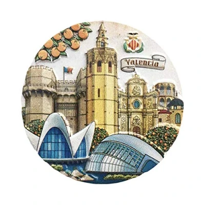 Abbildung von Valencia Spanien 3D Kühlschrankmagnet Tourist Travel Souvenirs Handgemachte Harz Handwerk Magnetische Aufkleber Home Küche Dekoration Sammlung Geschenk