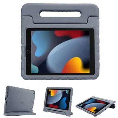 Abbildung von ProCase Kinder Hülle mit Kickstand für iPad 10.2 Zoll/iPad Pro 10.5 Air 3rd Zoll, Ultra Leicht Stoßfest Robust Kind Schutzhülle Umwandelbar Handgriff Handle Standfunktion Grau