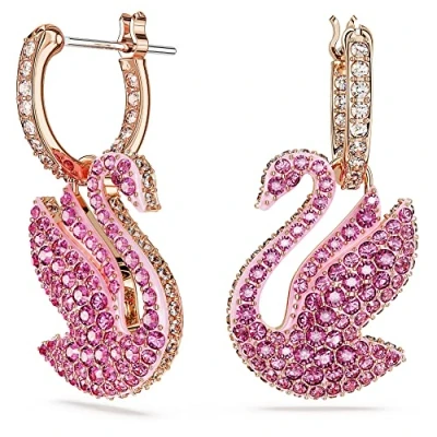 Abbildung von Swarovski Iconic SWAN HOOP Ohrringe, Damen, Größe: One Size, Pink