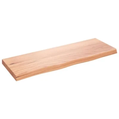 Abbildung von vidaXL Waschtischplatte, Multifunktional Arbeitsplatte mit Naturkante, Waschtischkonsole Tischplatte für Badezimmer, Holzplatte Platte, Hellbraun 80x30x(2 4) cm Massivholz Behandelt