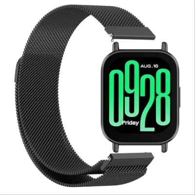 Abbildung von GIOPUEY Armband Kompatibel mit Xiaomi Redmi Watch 5 Active/5 Lite, Geflochtenes Edelstahlarmband [Verschleißfest] [magnetisch] Ersatzarmband Black