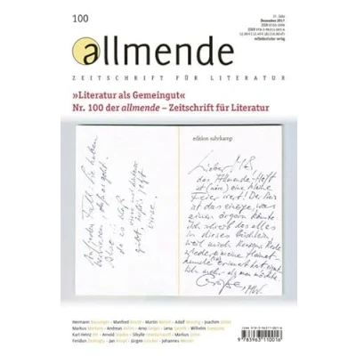 Abbildung von allmende 100: Zeitschrift für Literatur: &quot;Literatur als Gemeingut&quot;