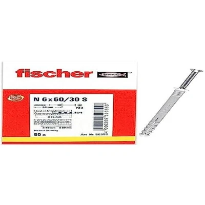 Abbildung von Fischer 50355, Schrauben &amp; Dübelsatz, Mauerziegel, Beton, Pozidriv, PZ2, 60 mm, 6 mm