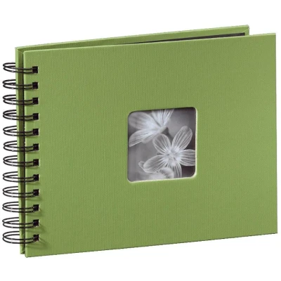 Abbildung von Hama Fotoalbum 24x17 cm (Spiral Album mit 50 schwarzen Seiten, Fotobuch Pergamin Trennblättern, zum Einkleben und Selbstgestalten) grün