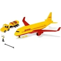 Abbildung von DHL Frachtflugzeug mit Zubehör, Modellfahrzeug
