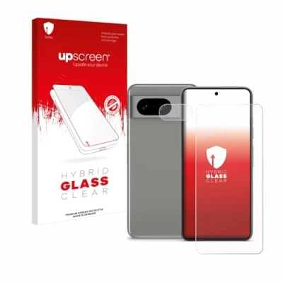 Abbildung von upscreen Schutzglas für Google Pixel 8 (Display+Kamera) Schutzfolie, Glas Folie [Klar, 9H Panzerschutz, Anti Fingerprint]