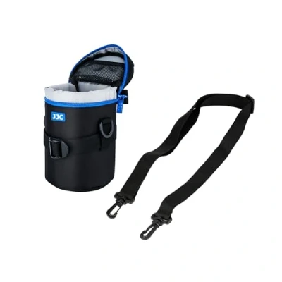 Abbildung von JJC Deluxe Objektiv Tasche mit 1 x Umhängeband, Wasserabweisend, Schwarz, passt Durchmesser und Höhe unter 80 155mm (3.1 6.1)