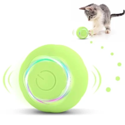 Abbildung von KEWUZY Katzenspielzeug Elektrisch Katzenball mit LED Licht,360 Grad Ball Automatischer Modellierung von Katzenpfoten Interaktives USB Wiederaufladbarer für Katzen (Grün)