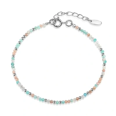 Abbildung von Materia Armkette Damen Edelstein Armband Türkis Weiß Apricot SA 34, Verschluss aus 925 Sterling Silber