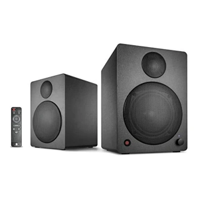 Abbildung von Wavemaster CUBE NEO black Regallautsprecher System (50 Watt) mit Bluetooth Streaming, Digitalanschluss und IR Fernbedienung, Aktiv Boxen, Nutzung für TV/Tablet/Smartphone, schwarz (66380)