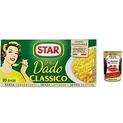 Abbildung von 6x Star Il Mio Dado classico , reich an Geschmack, Gemüse und nativem Olivenöl extra, 10 Bouillon Würfel, 100 g, ohne Konservierungsstoffe, laktosefrei glutenfrei + italian gourmet polpa 400g