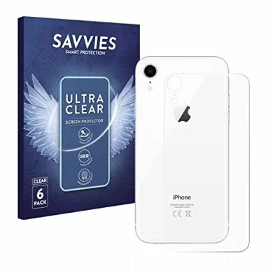Abbildung von Savvies 6 Stück Schutzfolie für Apple iPhone XR (Rückseite) Displayschutz Folie Ultra Transparent
