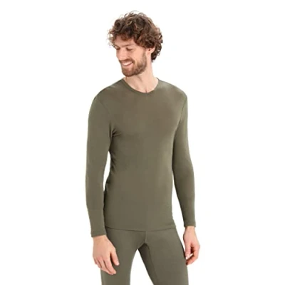 Abbildung von Icebreaker Herren 175 Mittelschweres Everyday Top Langarm Rundhals T Shirt 100% Merinowolle Basisschicht Loden, M