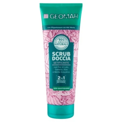 Abbildung von GEOMAR Duschpeeling, Seidig, 2 in 1 Peeling und Reinigungsmittel, Täglicher Gebrauch, 95% Natürlichen Ursprungs, Vegane Formel, Dermatologisch Getestet, Made Italy, 250 ml
