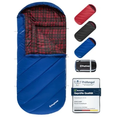 Abbildung von KingCamp Schlafsack Winter, Campingschlafsack Warmer Deckenschlafsack XXL Übergröße für Erwachsene Outdoor Rucksackreisen, Wandern, leicht drinnen und draußen 3 4 Jahreszeiten, (Blau)