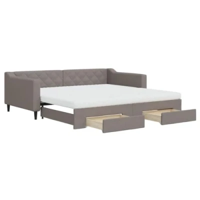 Abbildung von vidaXL Bett Tagesbett Ausziehbar mit Schubladen Taupe 100x200 cm Stoff