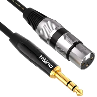 Abbildung von Tisino XLR auf Klinke 6,3, Buchse 6,3 mm Klinken Stereo Mikrofonkabel Symmetrisches Signalverbindungskabel 1M