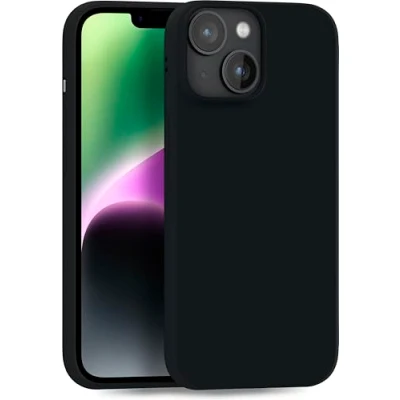 Abbildung von MyGadget Hülle kompatibel mit iPhone 14 robuste Silikon Schutzhülle TPU Case Slim Silikonhülle Back Cover Ultra Kratzfest Handyhülle matt Schwarz
