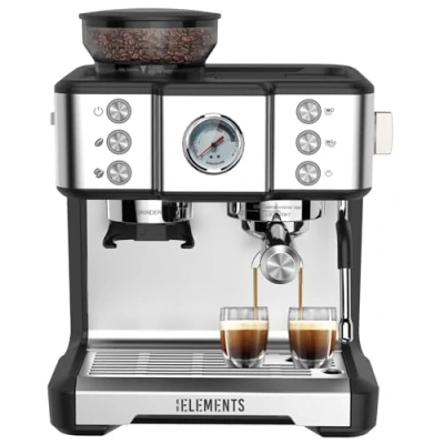 Abbildung von KB Elements Espressomaschine Siebträgermaschine mit Mahlwerk, mahlwerk,20 bar, 150 Watt Dual Boiler Heizsystem