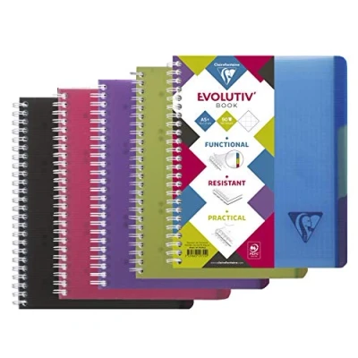 Abbildung von Clairefontaine 329155C Spiralheft / Kladde Linicolor Evolutiv&#039;Book, 4 fach gelocht, mikroperforiert, 22,5x29,7cm, 120 Blatt, 90g, kariert mit Kopfleiste, farbig sortiert, 1 Stück