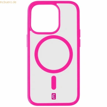 Abbildung von cellularline Pop Mag iPhone 15 Pro Transparente Hülle mit farbigen Kanten Kompatibel MagSafe Ecosystem Geschützte Kanten, Tasten und Anschlüsse Fuchsia