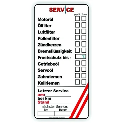 Abbildung von 100x Service Aufkleber &quot; Inspektion oelwechsel frostschutz &quot;Germany Sticker Auto Motorrad Pick Up