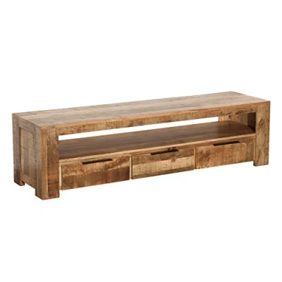 Abbildung von riess ambiente Lowboard IRON CRAFT 170cm natur, Massivholz · TV Board 3 Schubladen Mangoholz Wohnzimmer