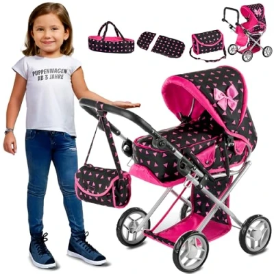 Abbildung von kinderplay Puppenwagen ab 1 2 3 Jahre Kinderwagen Spielzeug in 1, (123)