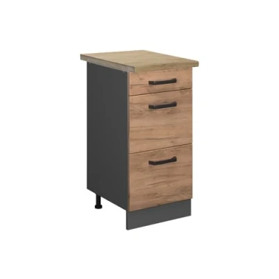 Abbildung von Vicco Küchenunterschrank R Line, Goldkraft Eiche/Anthrazit, 40 cm mit Schubladen, AP Eiche