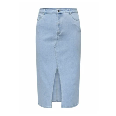 Abbildung von ONLY Carmakoma Carsiri Front SLIT Jeansrock, Damen, Größe: 48, Light blue denim
