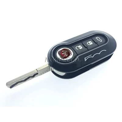Abbildung von Nordecco Glänzende Schlüsselanhänger Schutzhülle, kompatibel mit Fiat 500C 500500L Abarth Grande Punto Brava, Panda, Stilo, Linea (schwarz)