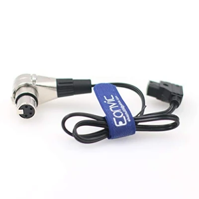 Abbildung von Eonvic D Tap Stecker auf 4 polige XLR Buchse, rechtwinkliger Adapter, Stromkabel für DSLR Camcorder (gerades Kabel)