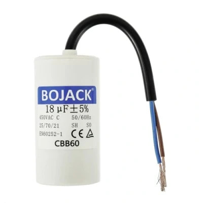 Abbildung von BOJACK CBB60 18uF 450V 50/60HZ Anlaufkondensator, SH Motorbetriebskondensator, AC Motorkondensator, mit Draht
