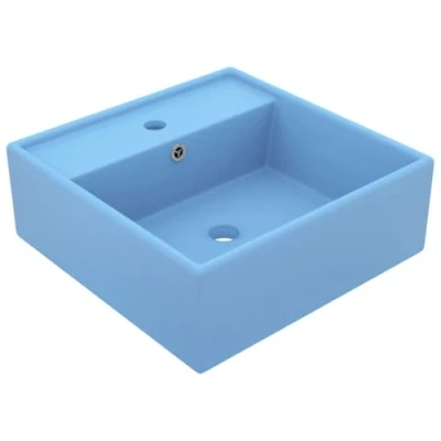 Abbildung von vidaXL Waschbecken Luxus Überlauf Quadratisch Matt Hellblau 41x41 cm