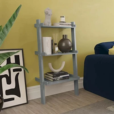 Abbildung von Vida Designs 3 Ebenen Leiter Bücherregal mit Anlehnung Display Regal Einheit Wohnzimmer Büro Möbel (grau)