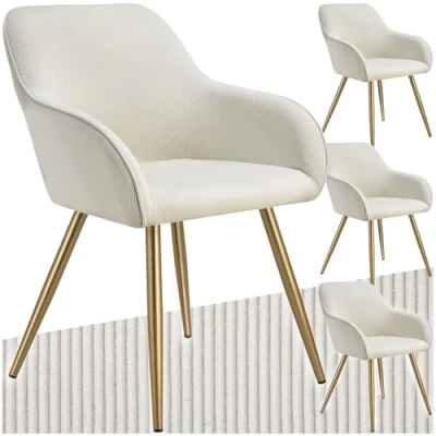 Abbildung von tectake Esszimmerstuhl Marilyn (4er Set, 4 St), gepolstert, in Cordoptik