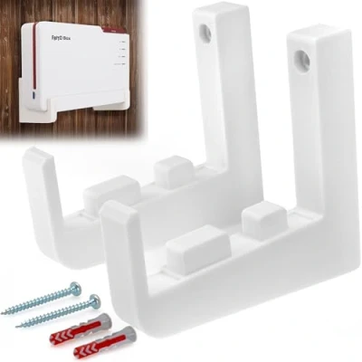 Abbildung von Wandhalterung für AVM Fritz!Box 5690 Pro Robuste Halterung aus Kunststoff Fritzbox Fiber Router, weiße Slim Made in Germany
