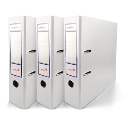 Abbildung von Netuno 3x Akten Ordner Weiß DIN a4 Ekobox 2 Ring Mechanik Ringorder 8cm Kunststoff breit Büroordner Plastikordner Briefordner Ringmappe breiter Aktenordner PP farbig