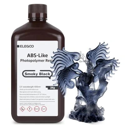 Abbildung von ELEGOO 405nm ABS Like Resin, LCD UV Rapid Resin Hohe Präzision, Nicht Spröde, Giftig für LCD/DLP 3D Drucker Photopolymer Harz 2kg Rauchiges Schwarz