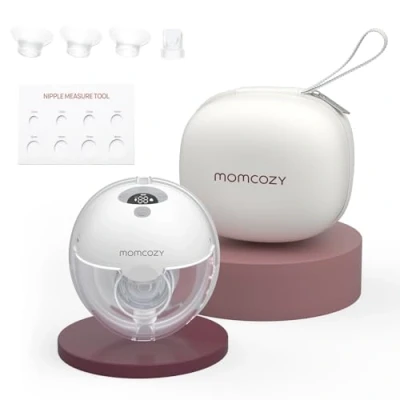 Abbildung von Momcozy Milchpumpe Elektrisch Tragbar Freihändig M5, Doppelmilchpumpe Für Den Babymund, Doppelt Abgedichteter Flansch Mit 3 Modi und 9 Stufen, 24 mm (1, Grau)