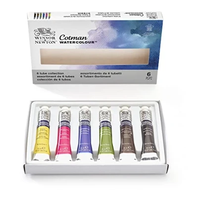 Abbildung von Winsor &amp; Newton 0390635 Cotman Aquarellfarben Set, lebendige Wasserfarben mit hoher Lichtechtheit, große Farbauswahl, Alterungsbeständig 6 Farben in 8ml Tuben