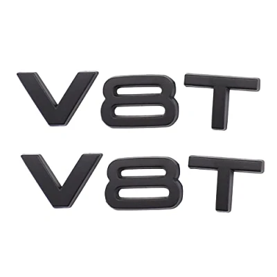 Abbildung von 2 Stück V8T Emblem Aufkleber ist anwendbar für alle Fahrzeug Kofferraumtüren und Fensterdekoration (schwarz)