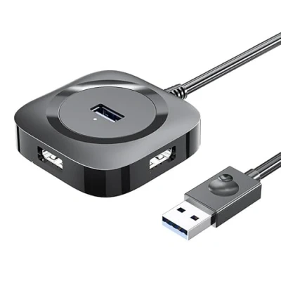 Abbildung von USB Hub 3.0, Verteiler Multi 4 Ports Splitter für PC, Mac, Surface Pro, Laptop, PS4, 0.2M Lang Verlängerungskabel Mini 3.0 Adapter (USB schwarz)